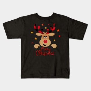 Merry Christmas Happy Deer Kids T-Shirt